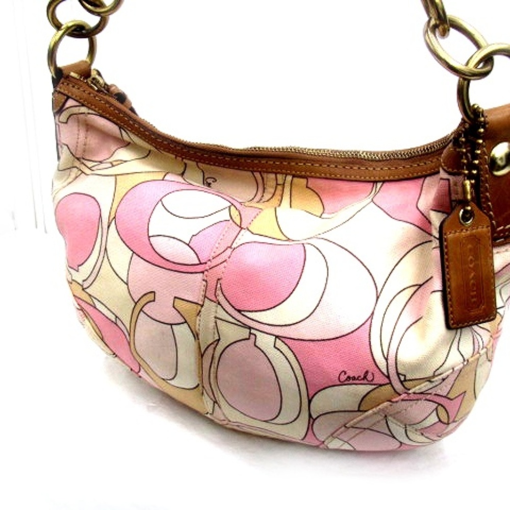 SOLD COACH MULTI PINK SIGNATURE HOBO BAG - Picture 1 of 7